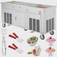 VEVOR Stroj za rolani tajlandski sladoled, 17,7" x 17,7", 2 tave